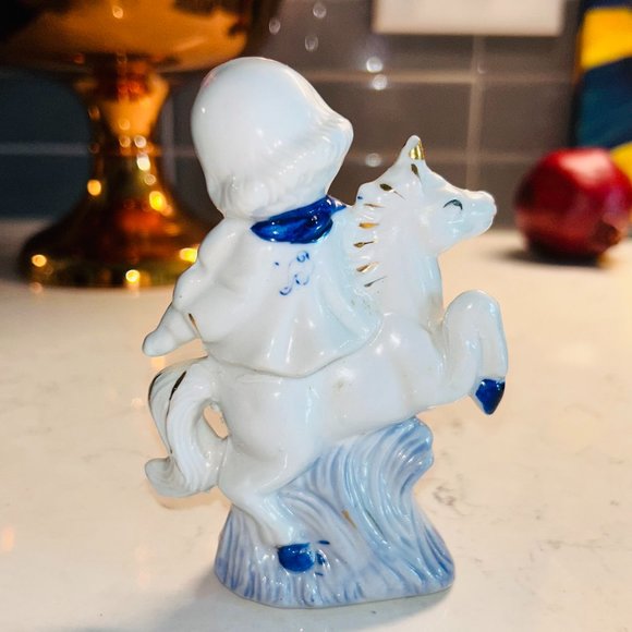 Vintage Porcelain Clown on Unicorn - Picture 2 of 3